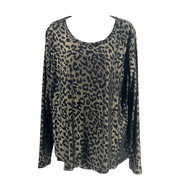 Tribal Jeans Leopard Print Long Sleeve Blouse - Picture 1 of 5